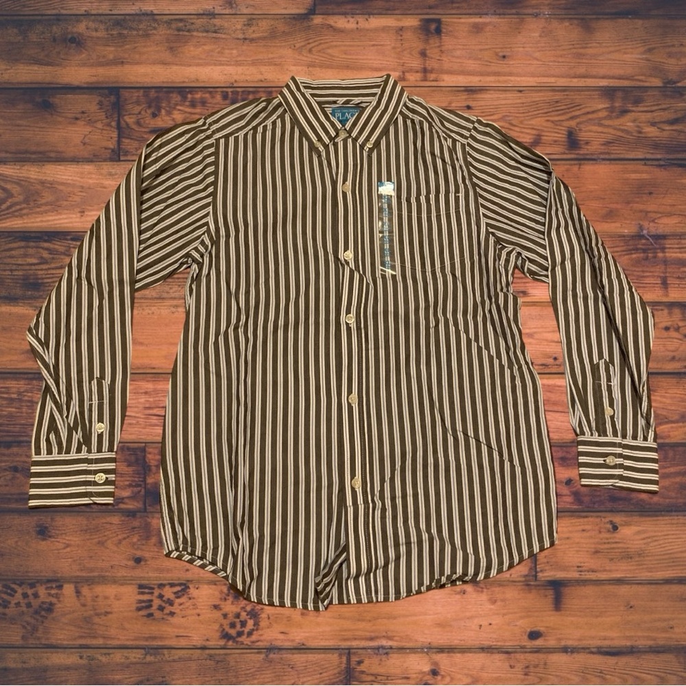 The Children’s Place Striped Button Up Shirt Casual Business Wedding Graduation